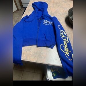 Ed Hardy Full Zip Cropped Hoodie